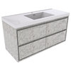 MOM 60" Wall Mounted Vanity With 4 Drawers and Acrylic Single Sink, Marble