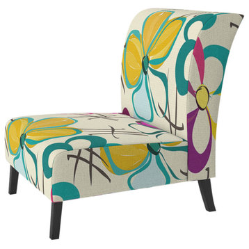 Multicolor Flowers Chair, Slipper Chair