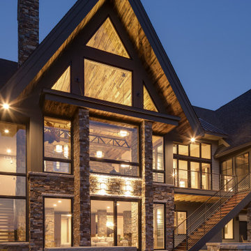 Reclaimed Wood Paneling on a Modern Mountain Lodge Home Exterior