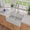 White 30" Decorative Lip Single Bowl Fireclay Farmhouse Kitchen Sink