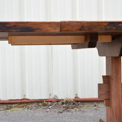 Live Edge Walnut Extension Table with Trestle Base - Dining Tables