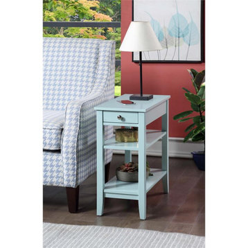 American Heritage Three Tier End Table With Drawer in Blue Wood Finish