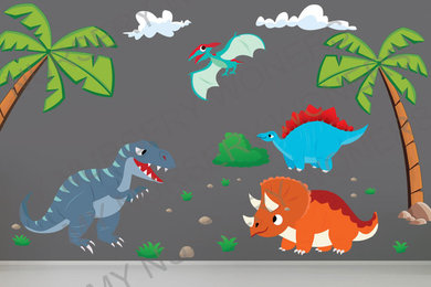 Dinosaur wall decals for nursery - Removable & Reusable Fabric vinyl-Large
