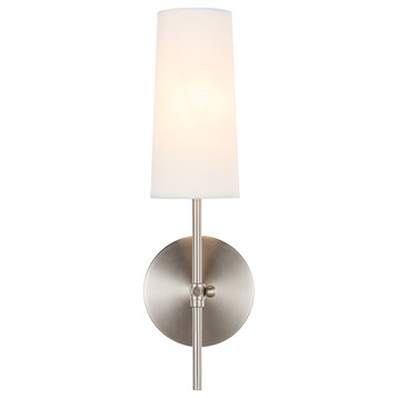 Burnished Nickel Finish And White Shade 1-Light Wall Sconce