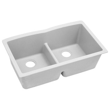Elkay Quartz Classic 2-Bowl Undermount Sink With Aqua Divide, White