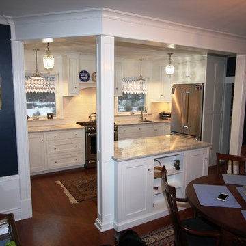 Classic White cabinetry, with super white Quartzite counters