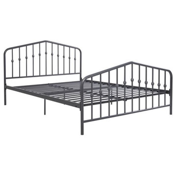 Novogratz Bushwick Full Adjustable Metal Bed in Gray