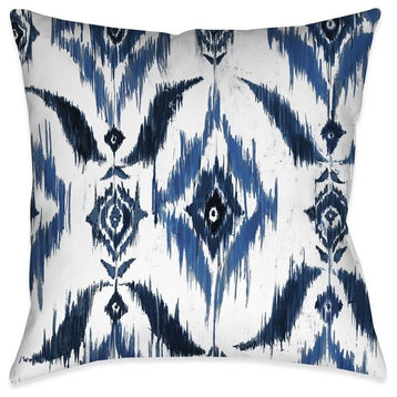 Laural Home Indigo Ikat Outdoor Decorative Pillow, 18"x18"
