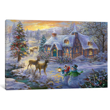 Christmas Cottage II by Nicky Boehme Canvas Print, 12"x18"x1.5"