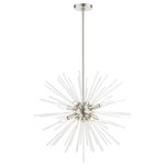 Livex Lighting - Uptown 8 Light Brushed Nickel Pendant Chandelier - The Uptown eight light pendant chandelier will become an attention-grabbing feature in your modern home decor. The brushed nickel finish graces the design with elegance and charm, providing a traditional quality to the appearance. The acid etched rods gives the pendant chandelier a sleek and attractive style.