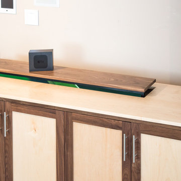 TV Lift Cabinet in solid Maple Infused with Solid Walnut (The Naramada)