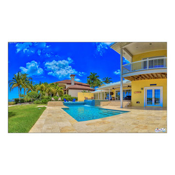 Bennett Nokomis, FL Custom Court Yard Swimming Pool & Spa With Raise Beach Area.