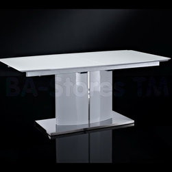 Blanch White High Gloss/Chrome Extendable Dining Table - Dining Tables