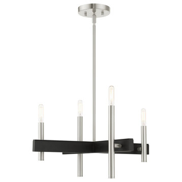 Brushed Nickel Mid Century Modern, Urban, Scandinavian, Minimal Chandelier