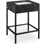 Meridian Furniture - Marmo Bathroom Vanity, Black, 24" Wide, Matte Black Finish - Give your bathroom a fresh new look with this Marmo 24-inch bathroom vanity. This eye-grabbing vanity gives your restroom a spa vibe that's oozing contemporary charm and sophistication. The black engineered stone sink features white veining for an upscale presentation and rests on a matte black-finish stainless steel base for long-lasting beauty and performance. Ceramic construction ensures durability, so you can count on this 24-inch sink lasting for the long haul.