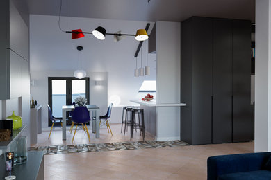 Immagine di un soggiorno minimal di medie dimensioni e stile loft