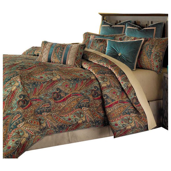 AICO Bedding Sevillle 10-Piece King Comforter Set, Honey