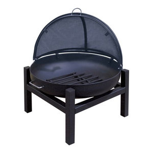 24 Round Fire Pit With Round 4 Leg Base Cs Pivot Screen And