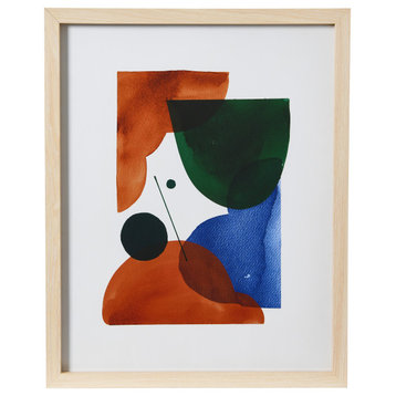 Abstract Geometric Print with Solid Wood Frame and Glass Cover