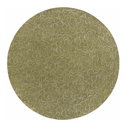 Sculpture Floral Pattern Round Rug in Dried Oregano - Rugs