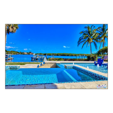 Bennett Nokomis, FL Custom Court Yard Swimming Pool & Spa With Raise Beach Area.