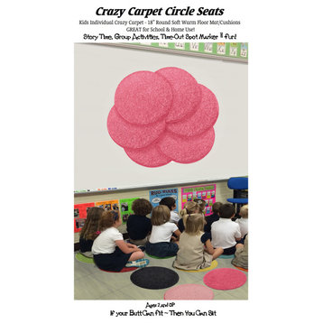 KIDS crAzy cArpET Circle Seats 18" Floor Mat-Cushion Soft Warm, 12 Fun Colors, T