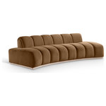 Meridian Furniture - Jace Upholstered Sofa, Saddle, Velvet, Sofa - Innovative design meets soft velvet upholstery in the Jace saddle velvet sofa, creating a modern marvel that redefines comfort and style. Its sinuous curves form a sculptural masterpiece that defies convention. A dramatic design and rich velvet upholstery make this piece truly unforgettable.