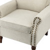 32.5" Wooden Upholstered Accent Chair With Arms, Oatmeal