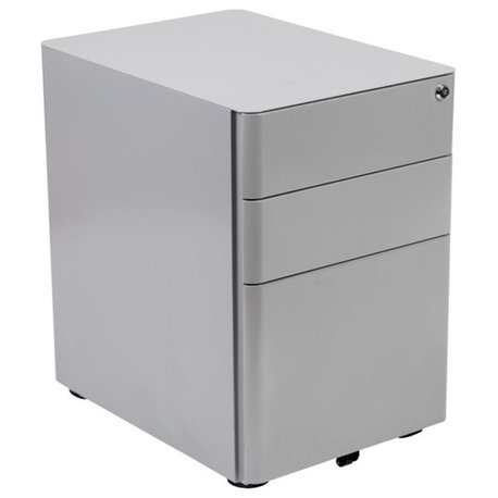 Flash Furniture 3 Drawer Smooth Modern Mobile File Cabinet in Gray