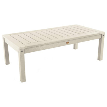 Contemporary Coffee Table, Indoor/Outdoor Use With Slatted Top, Whitewash
