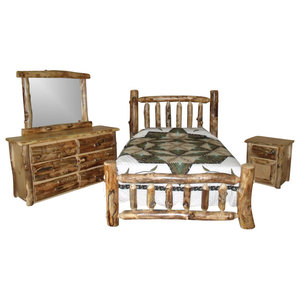 3 Piece Rustic Aspen Log Queen Bedroom Set Rustic Bedroom Furniture Sets By Furniture Barn Usa Houzz