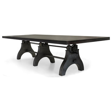 KNOX Adjustable Communal Dining Table, Industrial Crank 120x48" Ebony