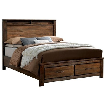 Furniture of America Nangetti Solid Wood Antique Oak King Storage Bed