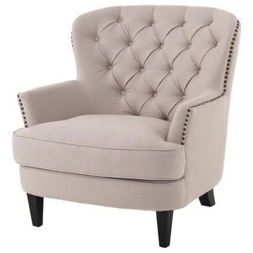 GDF Studio Alfred Royal Vintage Design Upholstered Arm Chair, Beige