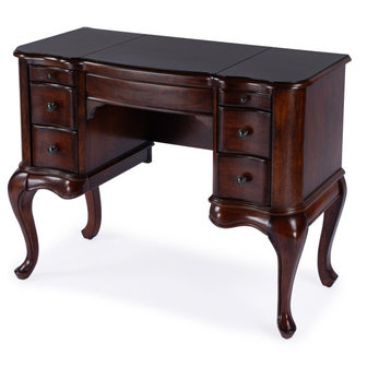 Charlotte Vanity Desk With Storage, Cherry Brown