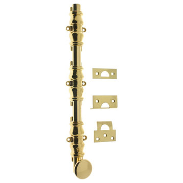 Genuine Solid Brass 24" Ornamental Bolt, Polished Brass, No Lacquer