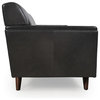 Moroni Milo Mid-Century Leather Sofa with Wooden Legs in Charcoal