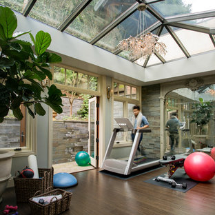 Photo of a bohemian home gym in San Francisco.