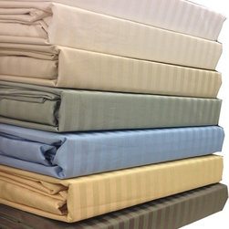 Royal Tradition - 650 TC Striped Cotton Blend Sheet Set - Sheet And Pillowcase Sets