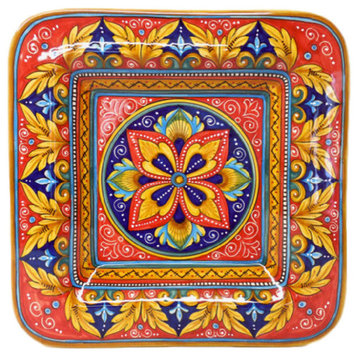 Deruta Ceramiche Sberna Antico Geometrico 15x15" Square Serving, Wall Platter