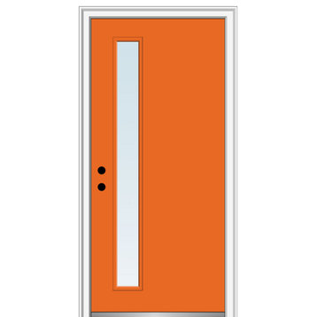 32 in.x80 in. 1 Lite Clear Right-Hand Inswing Painted Fiberglass Smooth Door