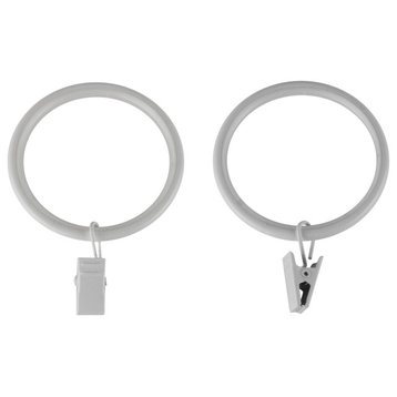 1-3/4" Noise-Canceling Curtain Rings With Clip, Set of 10, White