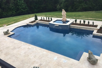 Inspiration for a mid-century modern pool remodel in Charlotte