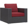 Modway Convene 9-Piece Outdoor Sectional Set, Espresso, Red