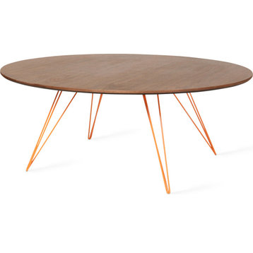 Williams Round Coffee Table - Orange, Large, Walnut