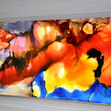 Tropical Breeze - Bright, Colorful Abstract Painting, Vibrant Metal Art