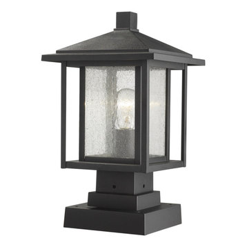 Z-Lite 554PHMS-SQPM-BK Aspen - 16.77" One Light Outdoor Pier Mount Post Lantern