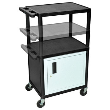 Luxor Black Endura Presentation Cart Multi Height With Cabinet and Electric