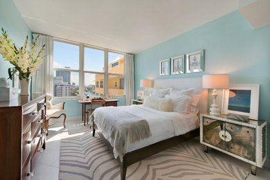 Example of a small eclectic bedroom design in Miami