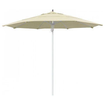 11' Patio Umbrella Silver Pole Fiberglass Rib Pulley Lift Sunbrella, Canvas